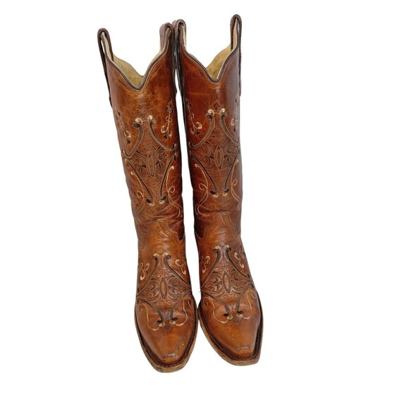 Circle G Women's Embroidered Leather Western Boots Made In Mexico Size 8 1/2 - Picture 6 of 9